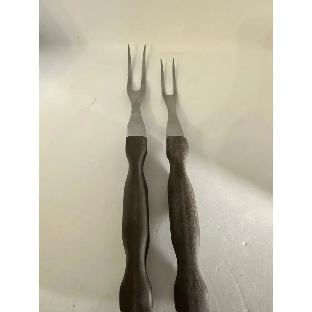 VTG Cutco Meat Turning Fork Set 1726 & 1727 Made USA Dark Brown Handles